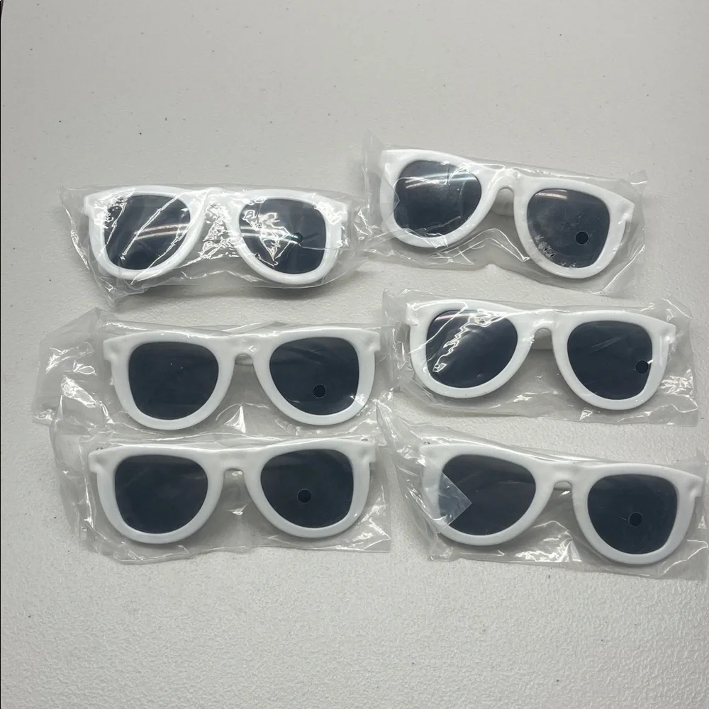 Sunglasses - Lot of 6 Pair - White Plastic - Beach Summer. New